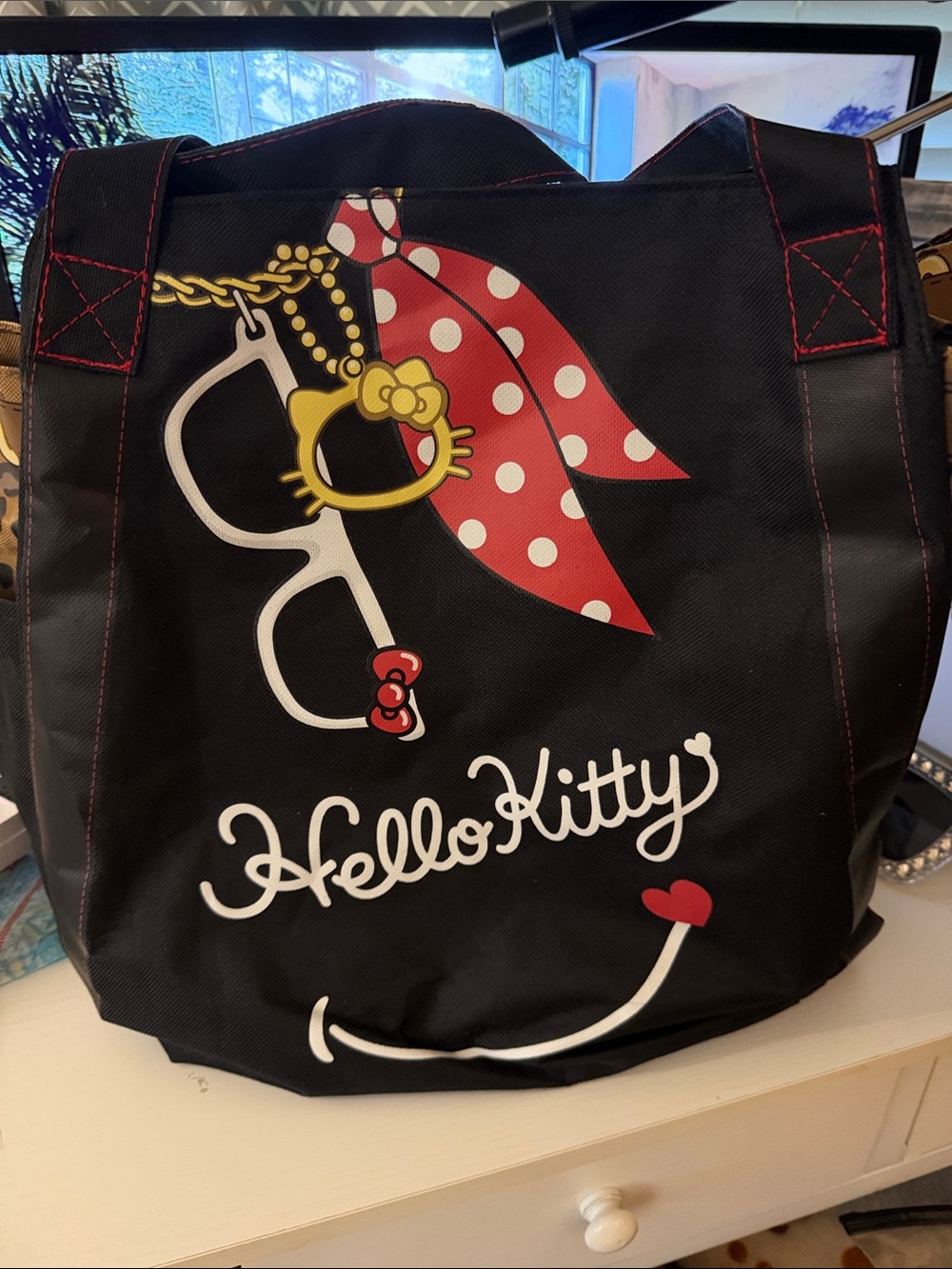 Hello Kitty Black Tote with Red and White Accents
